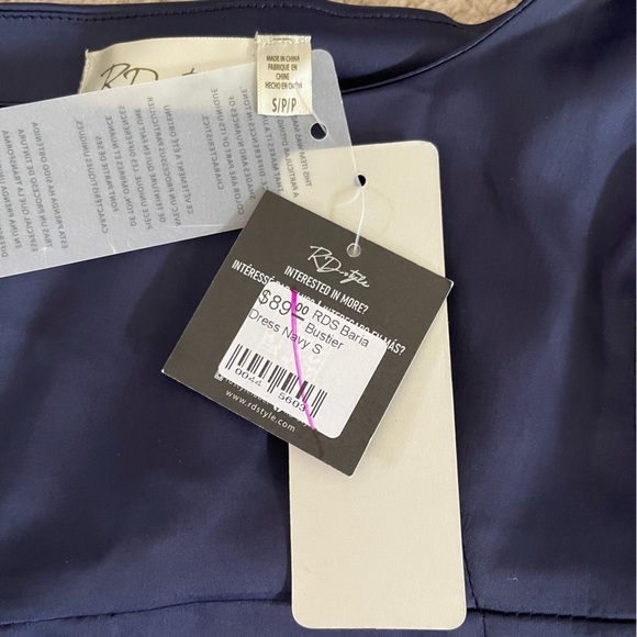 RD Style Baria Bustier Mini Satin Dress Navy Small - Picture 2 of 3